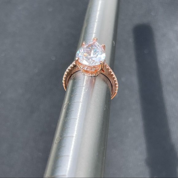 🌟🌟SOLD ITALO JEWELRY rose gold classic PEAR engagement ring brilliant stobox 6 - Picture 6 of 15